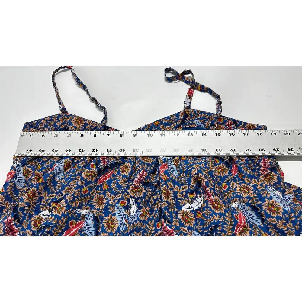Knox Rose Midi Boho Dress Women XL Blue Pink Floral Sleeveless Flowy 100% Cotton